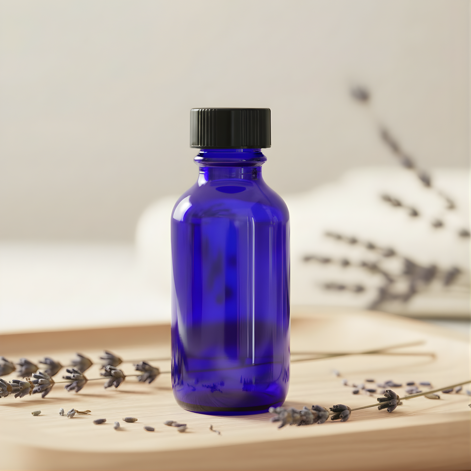 1oz Cobalt Blue Glass Bottle with Cap