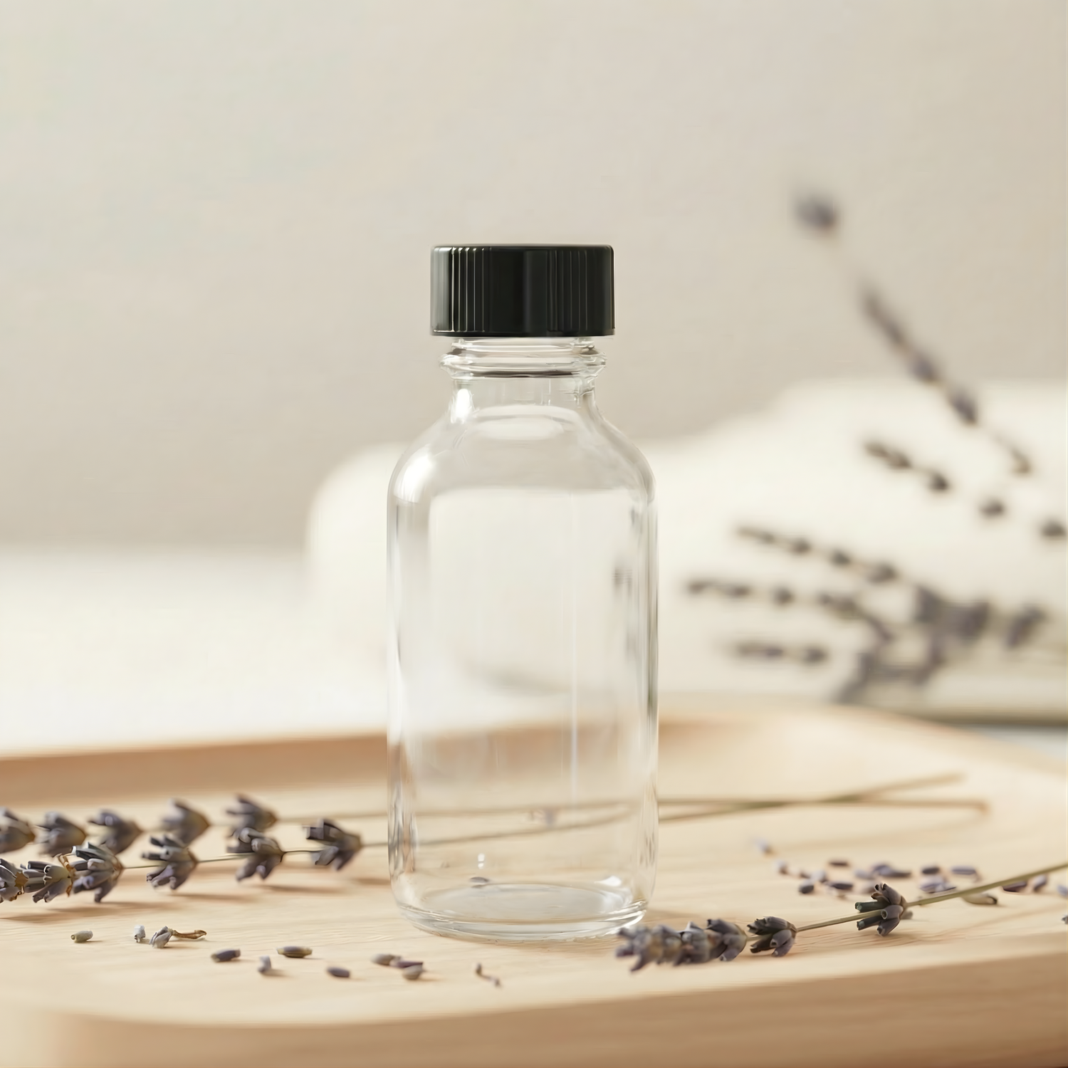 1oz Clear Glass Bottle With Cap