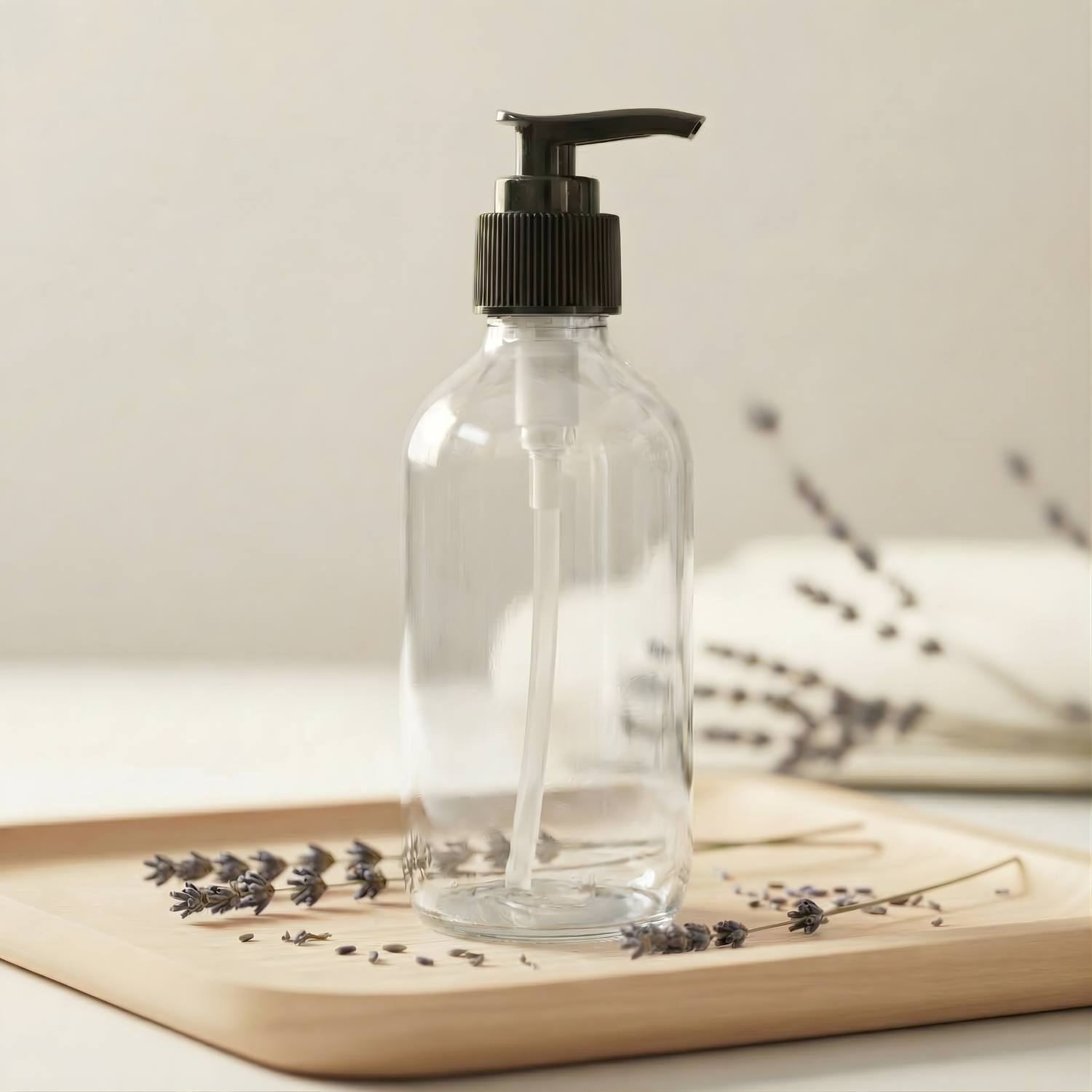 4oz Clear Glass Lotion/Soap Bottle