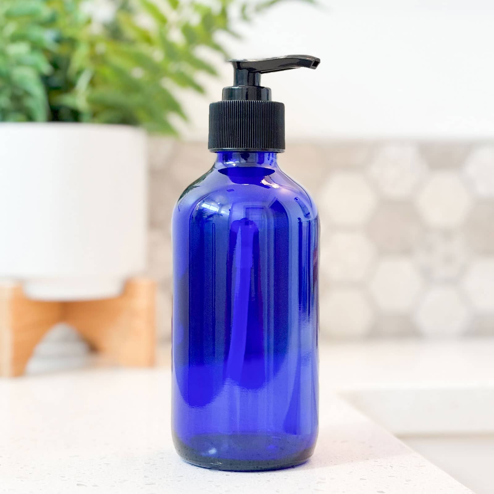 8oz Cobalt Glass Lotion Bottle image 0