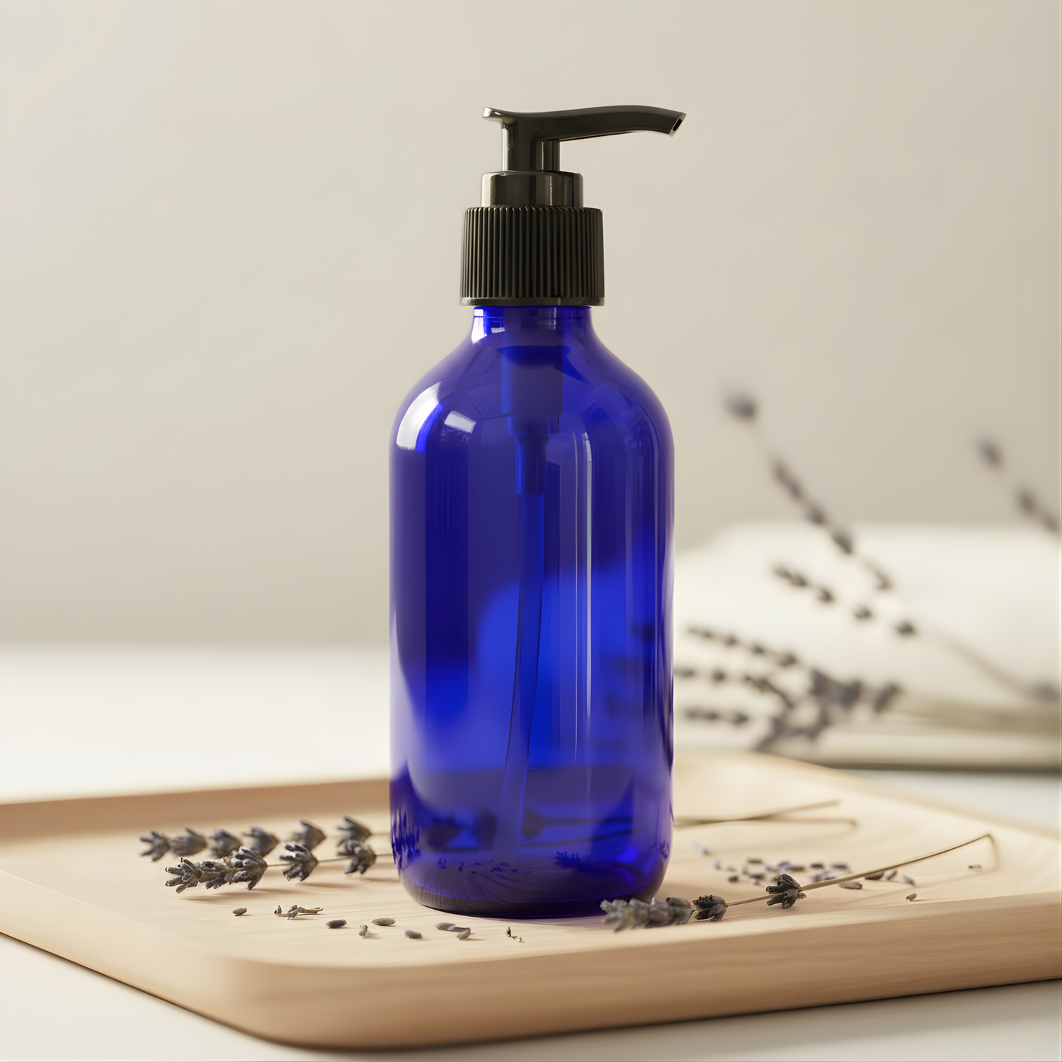 4oz Cobalt Blue Glass Lotion Bottle