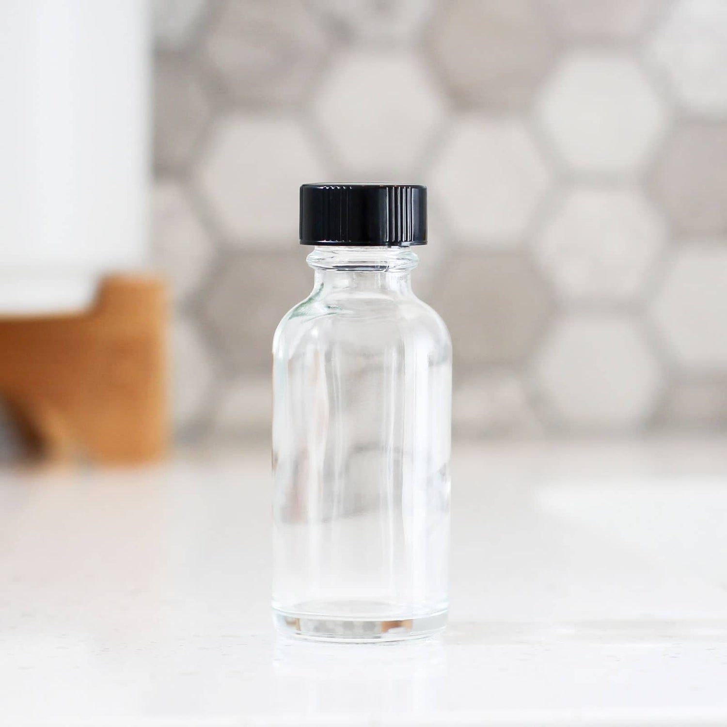 1oz Clear Glass Bottle With Cap image 0