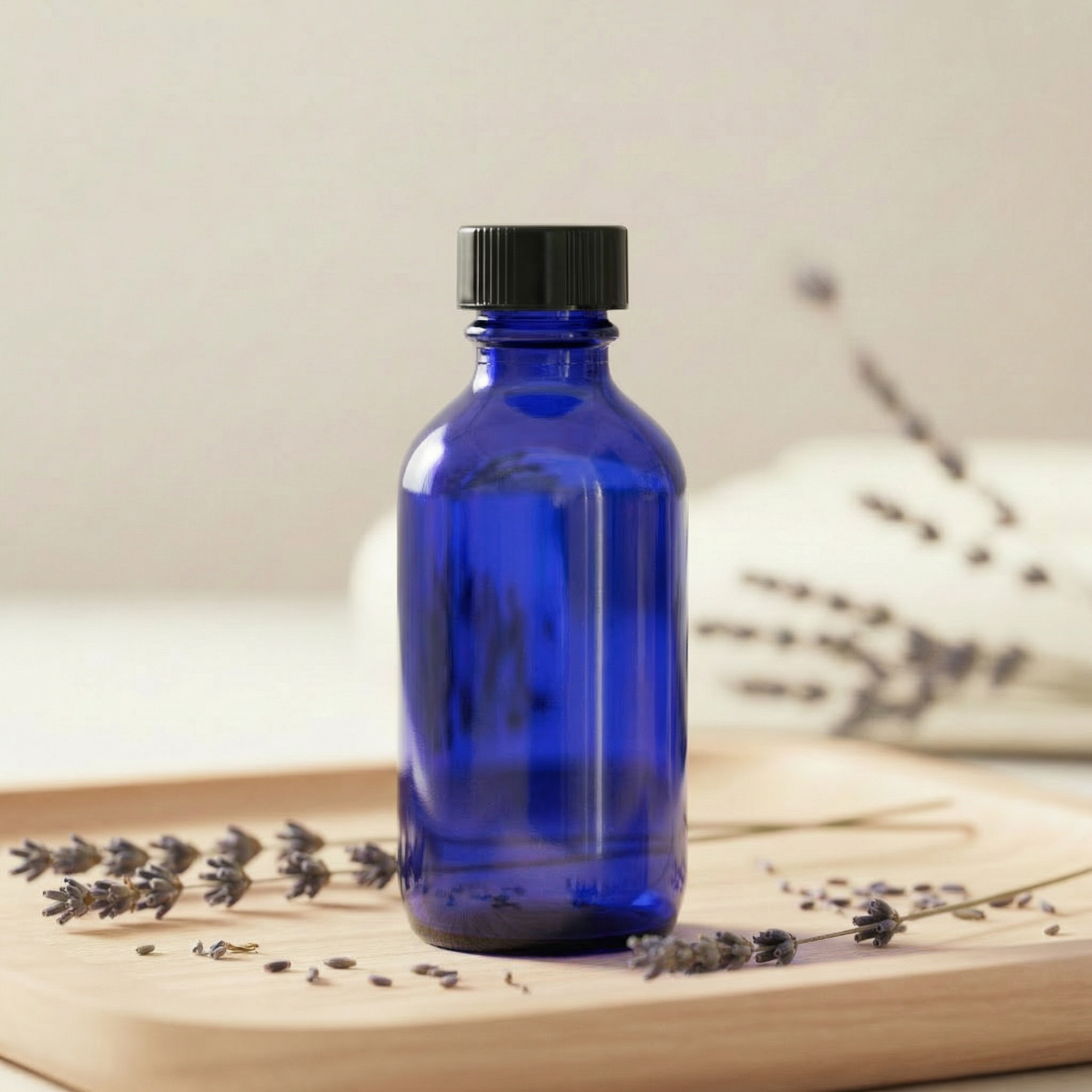 2oz Cobalt Blue Glass Bottle with Cap