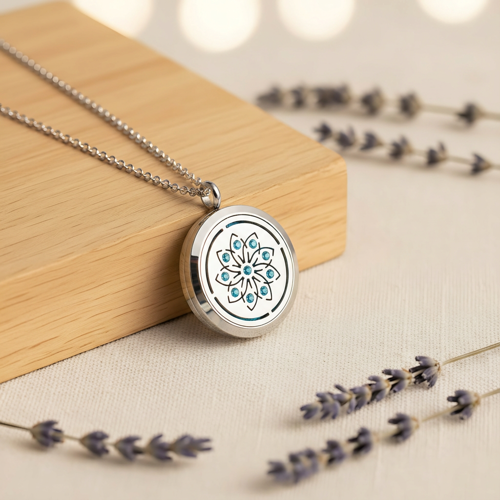 Blue Flower Aromatherapy Necklace