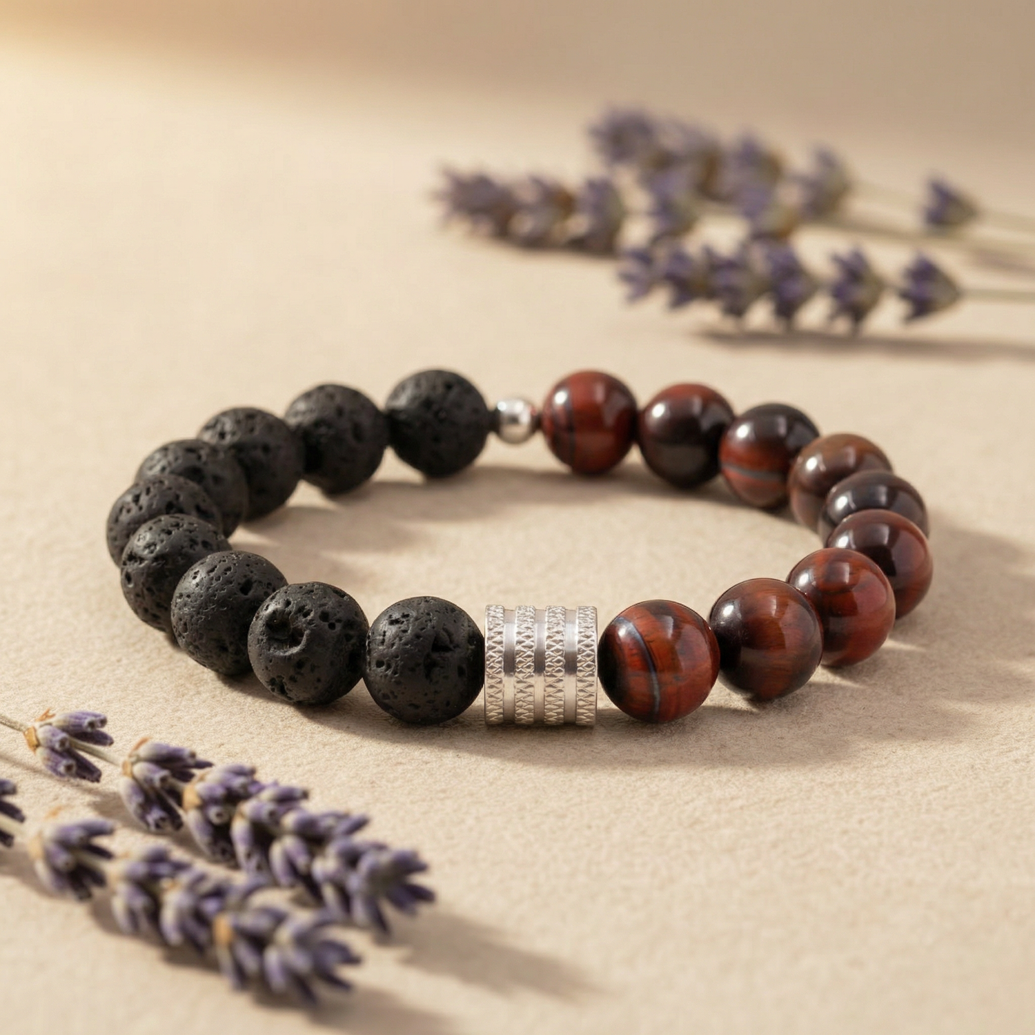 Red Tiger's Eye + Lava Diffuser Bracelet