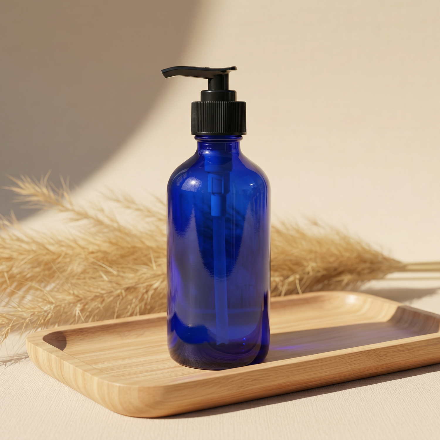 8oz Cobalt Blue Glass Pump Bottle