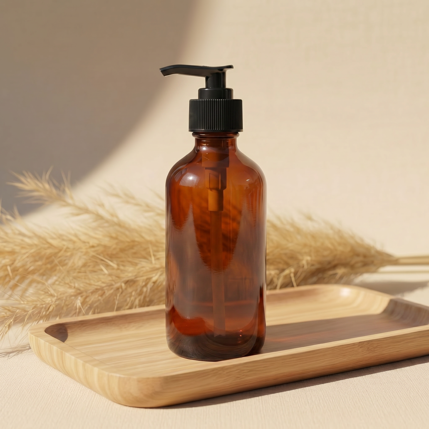 8oz Amber Glass Lotion Bottle