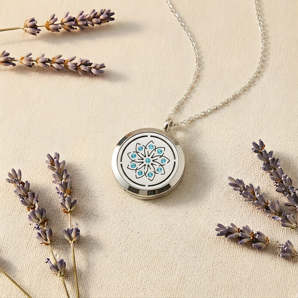 Blue Flower Aromatherapy Necklace