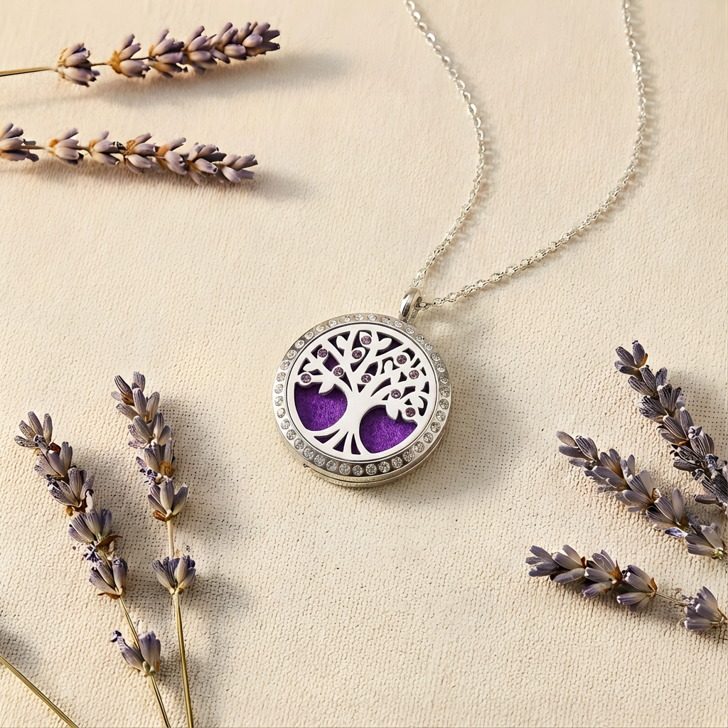 Jeweled Tree of Life Aromatherapy Necklace