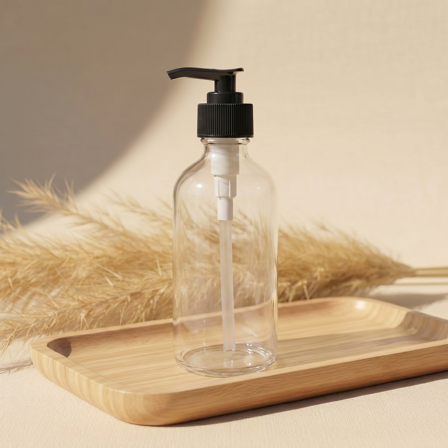 8oz Clear Glass Lotion/Soap Bottle