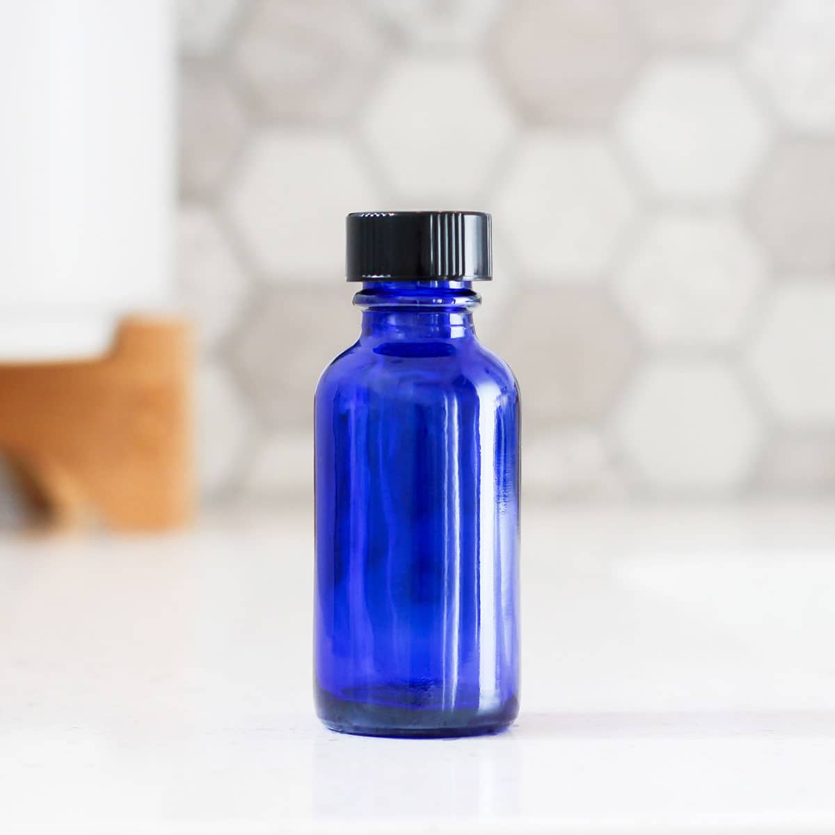1oz Cobalt Glass Bottle With Cap image 0