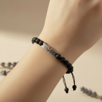 Black lava stone chevron bracelet lifestyle shot