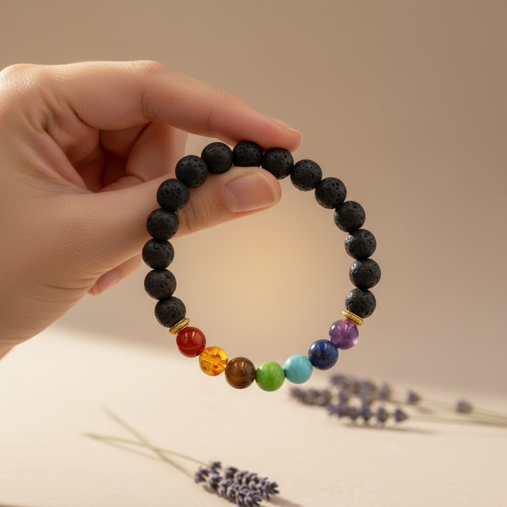 Model Holding Bracelet to Light