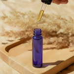 Purple bottle with extended dropper and empty interior