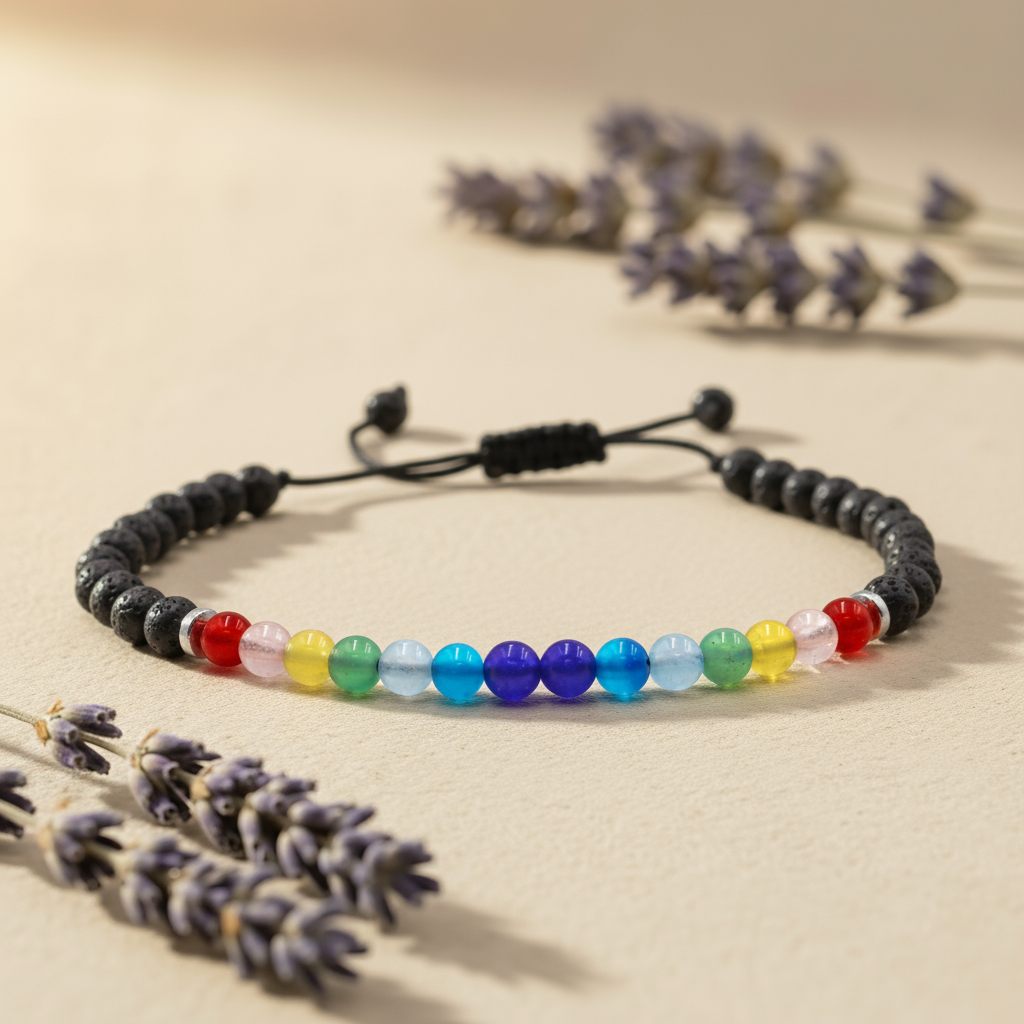 Rainbow Chakra Bracelet Spa Background Corrected
