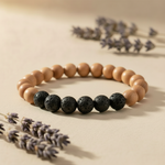 Wood and lava stone bracelet in spa setting